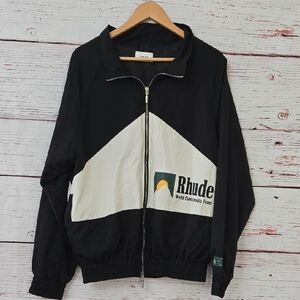 Rhude World Championship Team Windbreaker Jacket Black White Size M